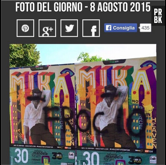 Mika, cible d'attaques homophobes avant un concert à Florence en Italie, août 2015