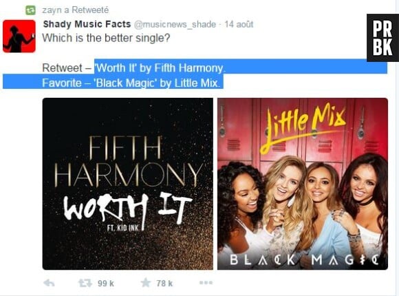 Zayn Malik "tacle" les Little Mix sur Twitter