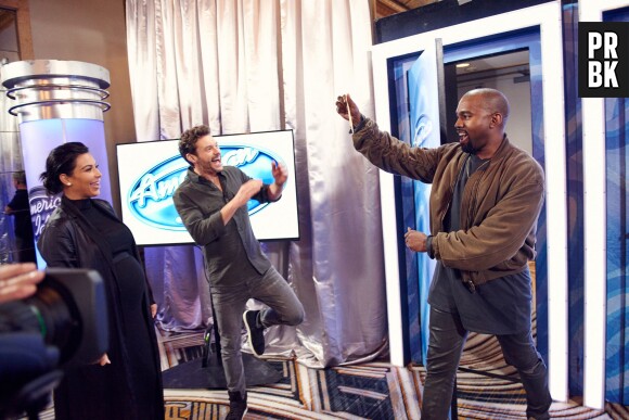 Kanye West fête son audition d'American Idol avec Kim Kardashian et Ryan Seacrest, le 10 octobre 2015 à San Francisco