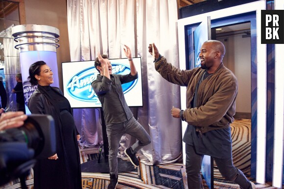 Kanye West, Kim Kardashian et Ryan Seacrest aux castings d'American Idol, le 10 octobre 2015 à San Francisco