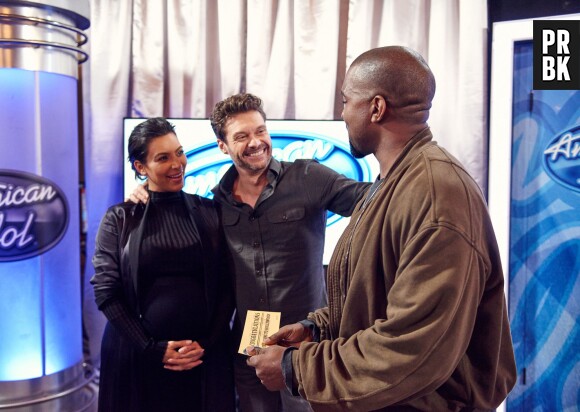 Kanye West, Kim Kardashian et Ryan Seacrest aux auditions d'American Idol, le 10 octobre 2015 à San Francisco