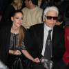 Kristen Stewart au côté de Karl Lagerfeld le 1er décembre, à Rome
