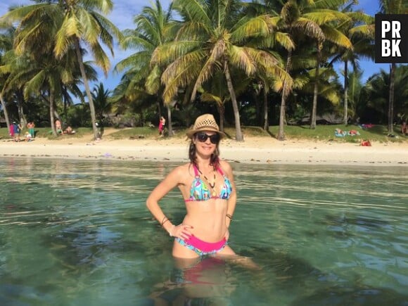 Eve Angeli en vacances à l'Ile Maurice en février 2016