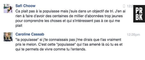 Caroline a publié des messages privés envoyés par Safia sur son blog