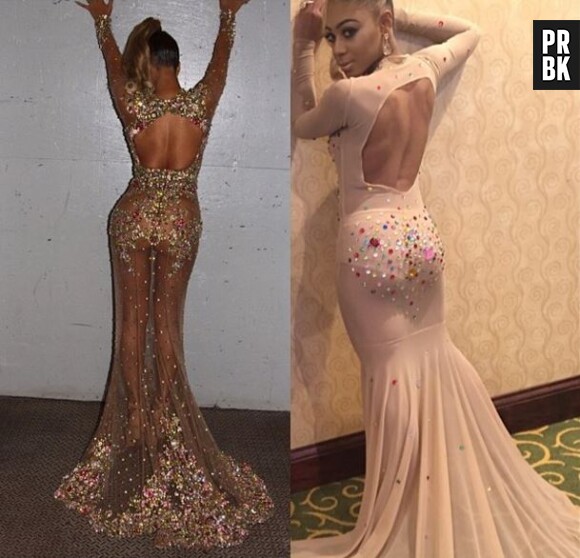 India Ross et son idole Beyoncé, portant une robe similaire.