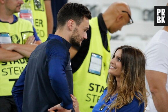 Hugo Lloris et sa femme Marine après le match France-Allemagne le 7 juillet 2016