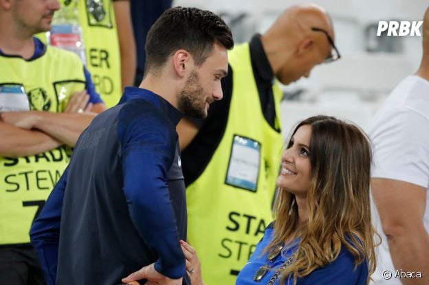 Hugo Lloris et sa femme Marine après le match France-Allemagne le 7 juillet 2016