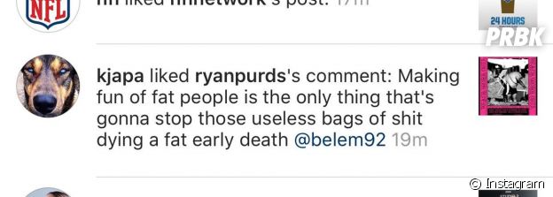 K.J. Apa (Riverdale) a liké ce commentaire sur Instagram