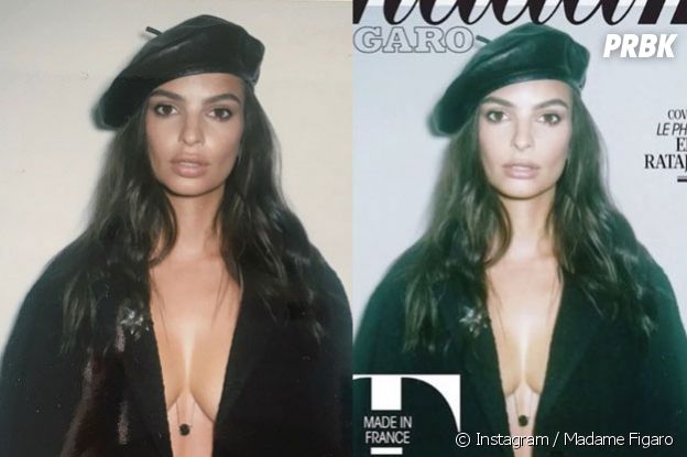 Emily Ratajkowski avant/après Photoshop