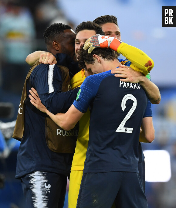 Les Bleus après leur victoire lors de la demi-finale France/Belgique le 10 juillet 2018