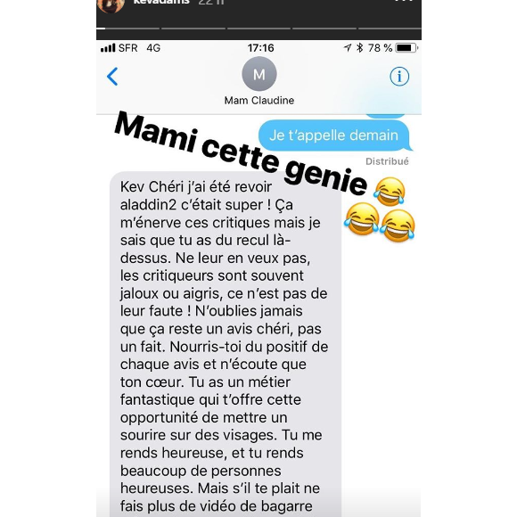 Kev Adams critiqué pour Alad'2, il répond avec le message cute de sa grand-mère