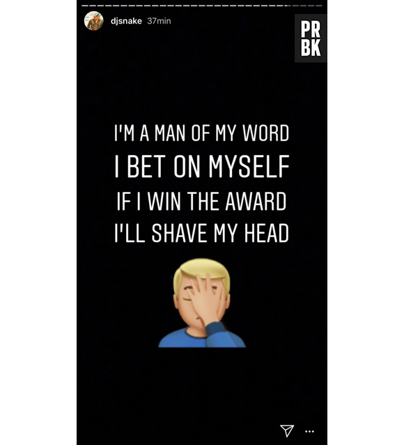 DJ Snake vainqueur aux NMA 2018 : il se rase la tête en direct sur Instagram story