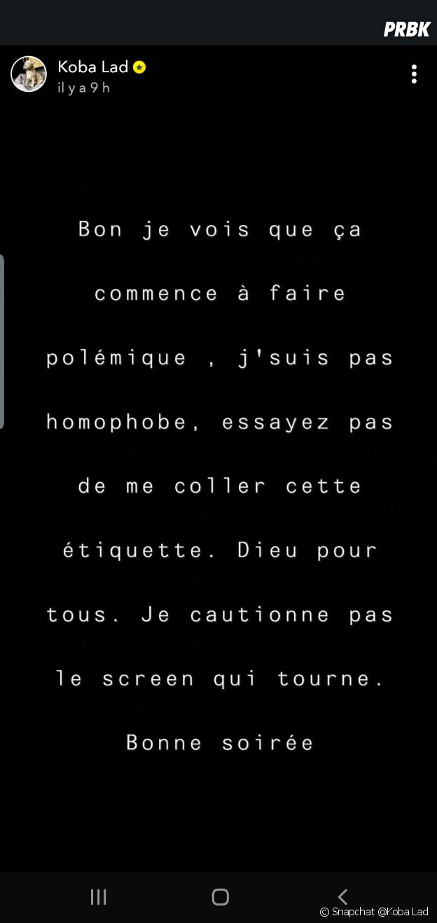 Koba LaD accusé d'avoir posté un message homophobe : il répond