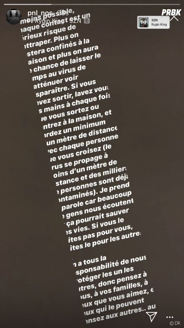 PNL : N.O.S alerte ses abonnés sur l'importance du confinement