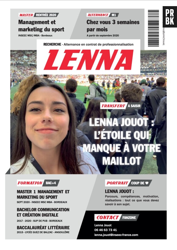 Lenna Jouot a réalisé un CV inspiré du journal L'Equipe