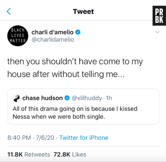 Chase Hudson VS Charli d'Amelio sur Twitter