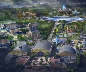 Disneyland Paris : le concept art de la zone La Reine des Neiges / Frozen qui sera côté Walt Disney Studios.