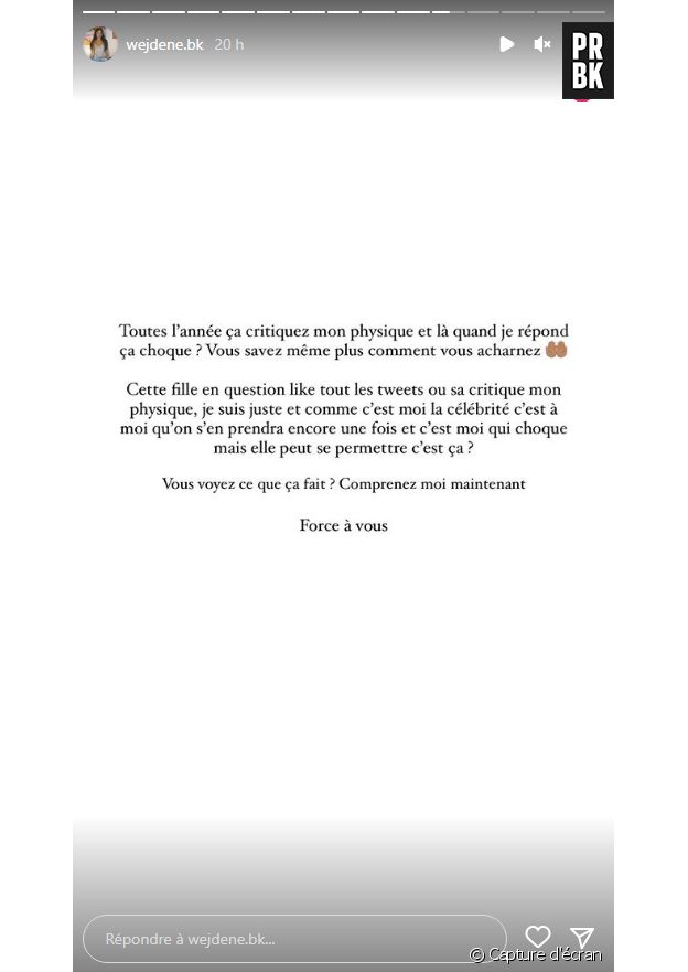 Wejdene insultée sur son physique, elle contre-attaque avec puissance :