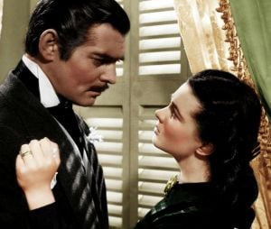 Scarlett O'Hara (Vivien Leigh) et Rhett Butler (Clark Gable) dans Autant en emporte le vent sorti en 1939