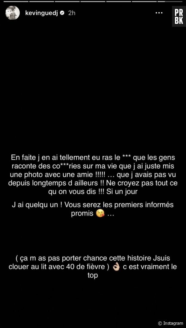Kevin Guedj dément les rumeurs de couple.