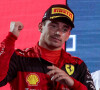 Podium du Grand Prix de Formule 1 (F1) d'Abou Dabi, le 20 novembre 2022.   Charles Leclerc, Ferrari, 2nd position, arrives on the podium 