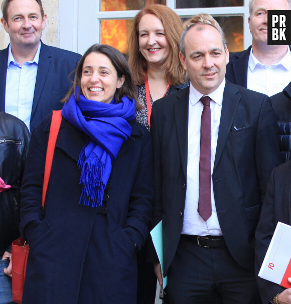 Sophie Binet et Laurent Berger - Entretien entre la Première ministre française E.Borne et des représentants de l'intersyndicale, après que le gouvernement français a fait passer au parlement une réforme des retraites sans vote, en recourant à l'article 49. 3 de la constitution, le 5 avril 2023. © Jonathan Rebboah / Panoramic / Bestimage