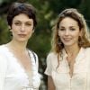 French actresses Natacha Lindinger and Claire Keim from French TV serie 'Le maitre du Zodiaque' pose in the Japanese Garden in Monaco as part of the 46th Monte Carlo Television Festival on June 30, 2006. Photo by Marco Piovanotto/ABACAPRESS.COM