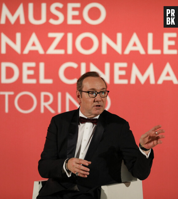 Kevin Spacey participe à une masterclasse organisée par le musée national du cinéma à Turin, le 16 janvier 2023.. C'est sa première apparition publique depuis 5 ans. 