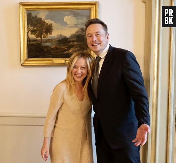 Elon Musk, PDG de Tesla, a rencontré Giorgia Meloni, la Première ministre italienne, au palais Chigi à Rome, le 15 juin 2023. 