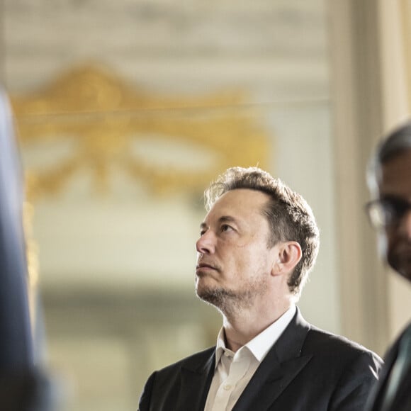 Le président de la République française rencontre des hommes d'affaires, dont SpaceX, Twitter et le PDG du constructeur de voitures électriques Tesla, Elon Musk lors de la 6ème édition du sommet "Choose France" au Château de Versailles , près de Pari, France, le 15 mai 2023.© Eliot Blondet/Pool/Bestimage 
