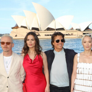 Sydney, AUSTRALIA - MISSION: IMPOSSIBLE - DEAD RECKONING PART ONE Photo Call with a backdrop of Sydney Opera House and Sydney Harbour Bridge. Pictured: Simon Pegg, Hayley Atwell, Tom Cruise, Pom Klementieff, Christopher McQuarrie