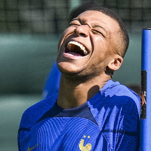 Kylian Mbappé - Entraînement de l'équipe de France de football à Clairefontaine le 14 juin 2023.