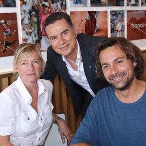 Exclusif - Anne-Élisabeth Lemoine, Laurent Luyat et Bertrand Chameroy - Célébrités au Déjeuner France TV lors des Internationaux de France de Tennis de Roland Garros 2023 - Jour 15 à Paris le 11 Juin 2023. © Bertrand Rindoff / Bestimage