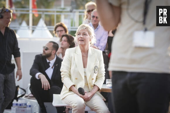 Exclusif - Anne-Elisabeth Lemoine - Emission "C à vous" lors du 76ème Festival International du Film de Cannes le 22 mai 2023. © Jack Tribeca / Bestimage 
