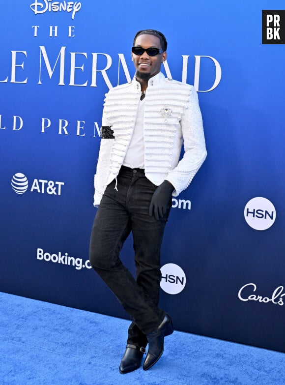 Le rappeur américain Offset au photocall de la première du film "La Petite Sirène" au Dolby Theatre à Hollywood, Los Angeles, Californie, etats-Unis, le 8 mai 2023.