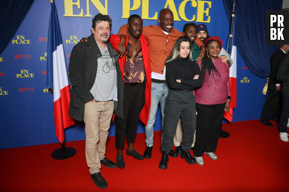Pasquale D'Inca, Jean-Claude Muaka, Jean-Pascal Zadi, Souad Arsane, Salimata Kamate and guest attend the 'En Place' Netflix series premiere at Cinema Max Linder Panorama on January 09, 2023 in Paris, France. Photo by Nasser Berzane/ABACAPRESS.COM 