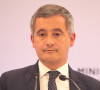 Gérald Darmanin, ministre de l'Intérieur et des Outre-mer, en compagnie de Sabrina Agresti-Roubache (Secrétaire d’État chargée de la Ville de France), en conférence de presse au ministère de l'Intérieur à Paris, le 14 octobre 2023
