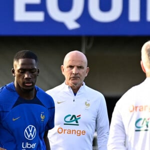 Malo Gusto Didier Deschamps (sélectionneur) - staff - L'équipe de France en entrainement au Centre National du Football (CNF) de Clairefontaine-en-Yvelines, France, le 9 octobre 2023. © Federico Pestellini/Panoramic/Bestimage  French team during a training session at the National Football Center (CNF) in Clairefontaine-en-Yvelines, France, on October 9, 2023.