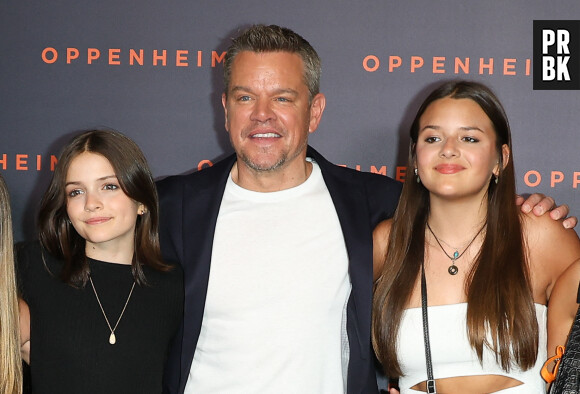 Matt Damon et ses filles Stella et Gia - Première du film "Oppenheimer" au Grand Rex à Paris le 11 juillet 2023. © Coadic Guirec/Bestimage