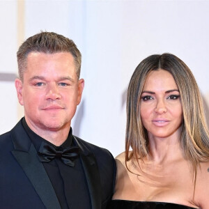 Matt Damon et sa femme Luciana Barroso - Première de "The Last Duel" pendant le festival international du film à Venise (La Mostra), le 10 septembre 2021.