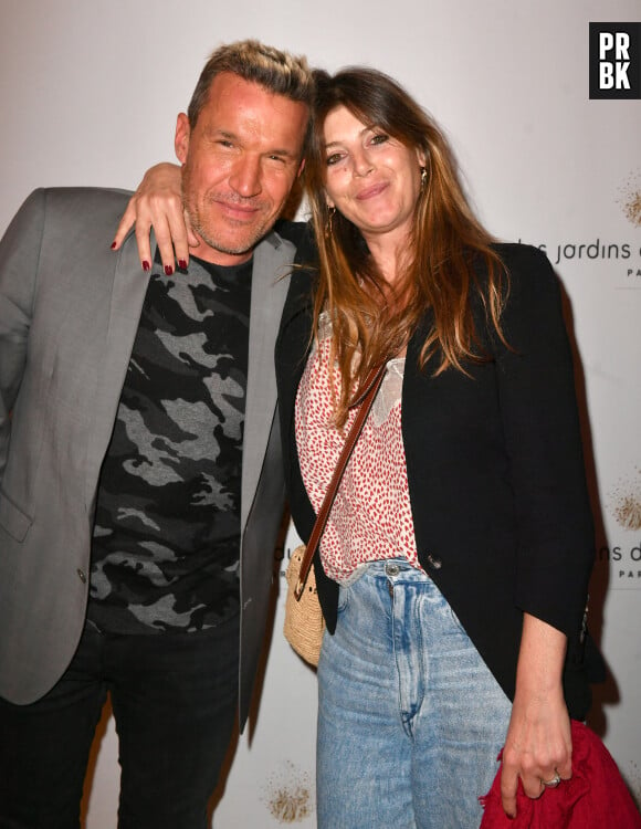 Semi Exclusif - Benjamin Castaldi et sa femme lors de l'anniversaire (trois ans) de l'hôtel Les Jardins du Faubourg à Paris le 9 juin 2022. © Veeren / Bestimage 