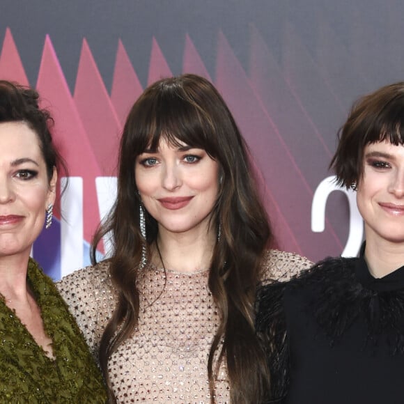 Olivia Colman, Dakota Johnson et Jessie Buckley à la première du film "The Lost daughter" lors du 65ème festival du film de Londres au Royal Festival Hall le 13 octobre 2021. © Future-Image via ZUMA Press / Bestimage