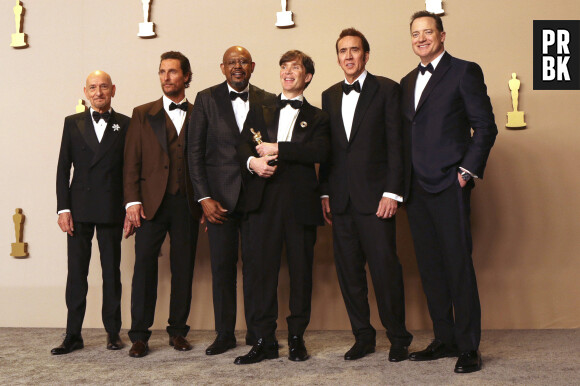 Ben Kingsley, Matthew McConaughey, Forest Whitaker, Cillian Murphy, Nicolas Cage et Brendan Fraser - Photocall de la 96ème édition de la cérémonie des Oscars à Los Angeles, le 10 mars 2024. © Imago / Panoramic / Bestimage