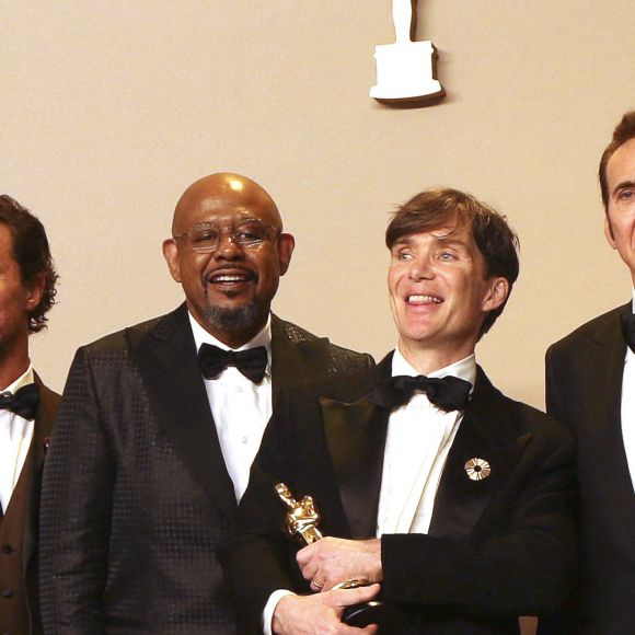 Ben Kingsley, Matthew McConaughey, Forest Whitaker, Cillian Murphy, Nicolas Cage et Brendan Fraser - Photocall de la 96ème édition de la cérémonie des Oscars à Los Angeles, le 10 mars 2024. © Imago / Panoramic / Bestimage