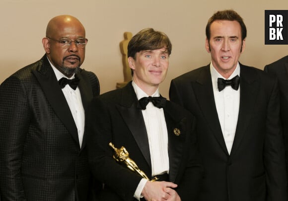 Forest Whitaker, Cillian Murphy (Oscar du meilleur acteur pour Oppenheimer), Nicolas Cage - Photocall des lauréats (Press Room) de la 96ème cérémonie des Oscars au Dolby Theater à Hollywood le 10 mars 2024.