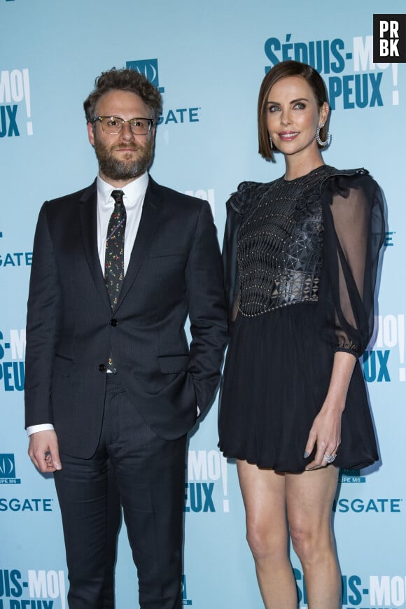 Seth Rogen et Charlize Theron à l'avant-première du film "Séduis-moi si tu peux !" au cinéma Gaumont Opéra Capucines à Paris, France, le 24 avril 2019. © Olivier Borde/Bestimage