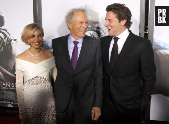 Bradley Cooper, Sienna Miller, Clint Eastwood à la première du film "American Sniper" à New York, le 15 décembre 2014