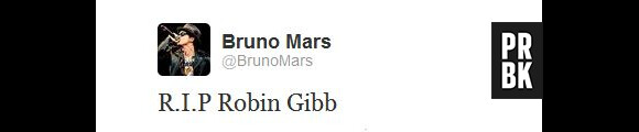 Bruno Mars a réagi à la mort de Robin Gibb sur Twitter