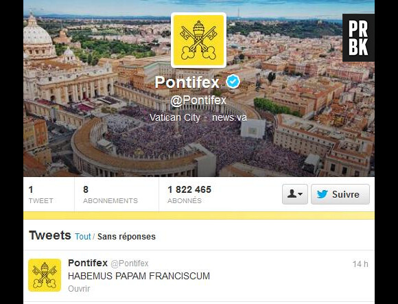 François 1er a tweeté son premier message de pape sur le compte officiel de la papauté.