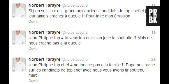 Norbert répond à Jean-Philippe (Top Chef) sur Twitter